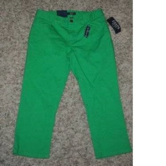 Womens Denim Capris Chaps Green size 2 Crop Pants Stretch Midrise 5 Pocket - Picture 1 of 4
